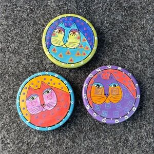 Laurel Burch 😻 Ceramic Coasters Cool Cats Retro Vintage Graphics Geometric Hip